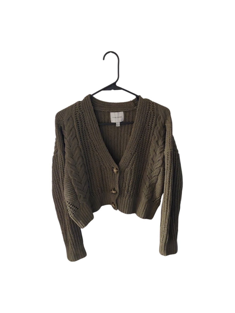 Pink Rose Juniors’ Cable Knit Cardigan Size Medium